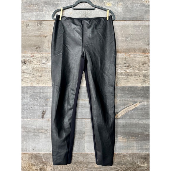 Wolford Jo Mixed Fabric Faux Leather Front Leggings US 14 EU 44 Black Slim - Picture 4 of 15